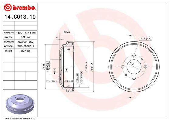 Brembo 14.C013.10 - Bremžu trumulis www.autospares.lv