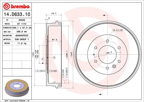 Brembo 14.D633.10 - Тормозной барабан www.autospares.lv