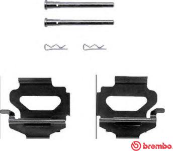 Brembo A 02 249 - Piederumu komplekts, Disku bremžu uzlikas www.autospares.lv