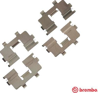 Brembo A 02 287 - Piederumu komplekts, Disku bremžu uzlikas www.autospares.lv