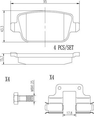 Brembo P44017N - Bremžu uzliku kompl., Disku bremzes www.autospares.lv