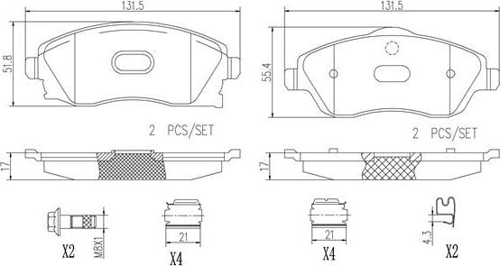 Brembo P59036N - Bremžu uzliku kompl., Disku bremzes autospares.lv