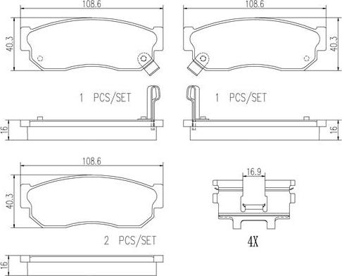 Brembo P56073N - Bremžu uzliku kompl., Disku bremzes autospares.lv