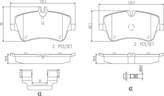 Brembo P50045N - Bremžu uzliku kompl., Disku bremzes autospares.lv