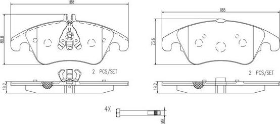 Brembo P50069N - Bremžu uzliku kompl., Disku bremzes autospares.lv