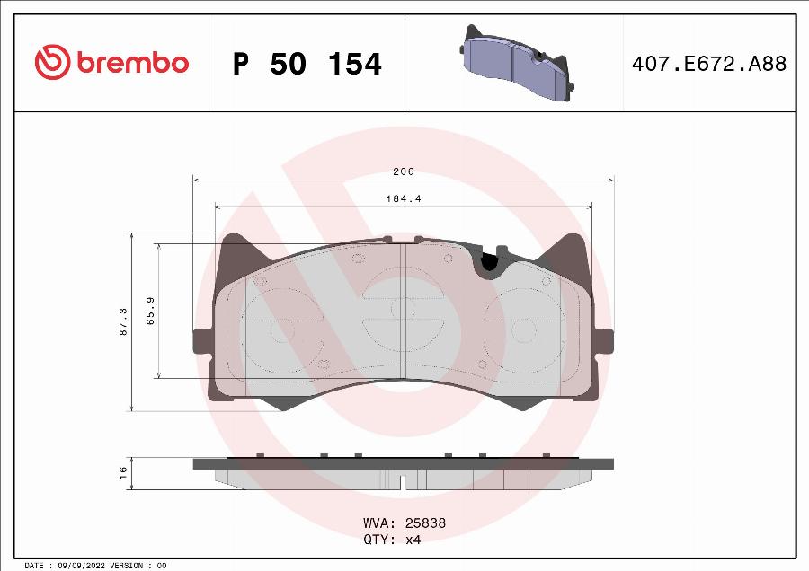 Brembo P 50 154 - Bremžu uzliku kompl., Disku bremzes autospares.lv