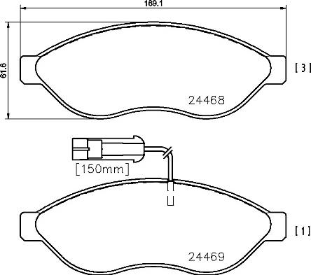 Brembo P 61 092 - Bremžu uzliku kompl., Disku bremzes autospares.lv