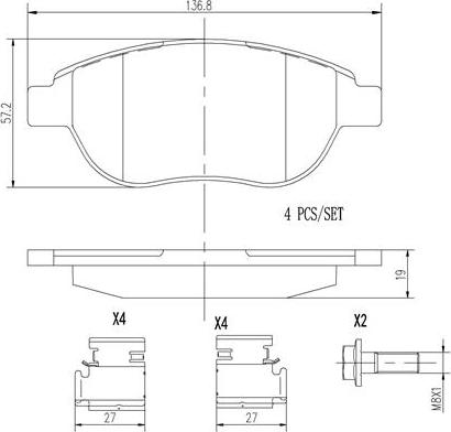 Brembo P61068N - Bremžu uzliku kompl., Disku bremzes www.autospares.lv