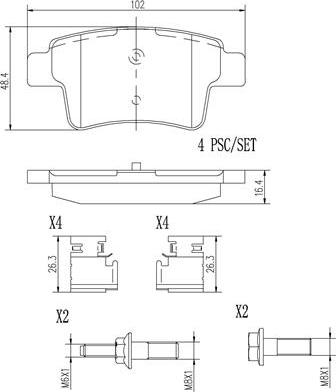 Brembo P61085N - Bremžu uzliku kompl., Disku bremzes www.autospares.lv