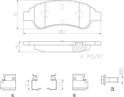 Brembo P61082N - Bremžu uzliku kompl., Disku bremzes autospares.lv