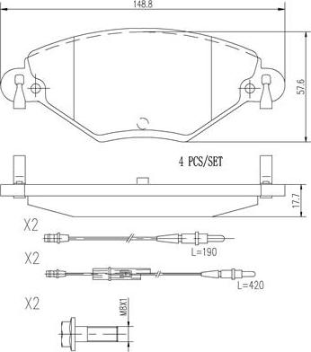 Brembo P61071N - Bremžu uzliku kompl., Disku bremzes www.autospares.lv