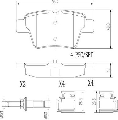 Brembo P61100N - Bremžu uzliku kompl., Disku bremzes autospares.lv