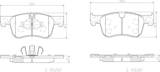 Brembo P61116N - Bremžu uzliku kompl., Disku bremzes www.autospares.lv