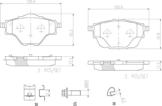 Brembo P61124N - Bremžu uzliku kompl., Disku bremzes www.autospares.lv