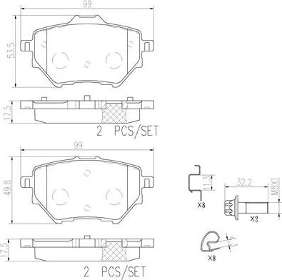 Brembo P61122N - Bremžu uzliku kompl., Disku bremzes www.autospares.lv