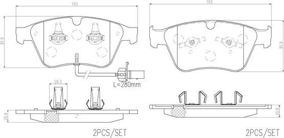 Brembo P05003N - Bremžu uzliku kompl., Disku bremzes www.autospares.lv