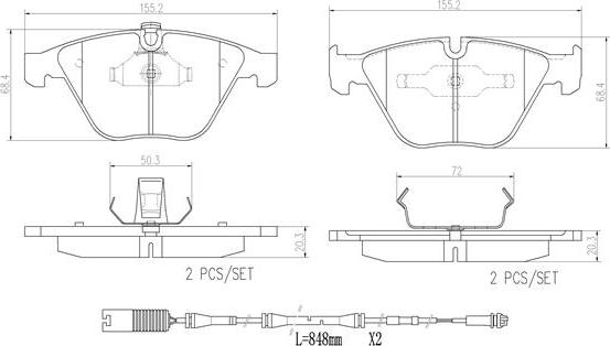 Brembo P06045N - Bremžu uzliku kompl., Disku bremzes www.autospares.lv