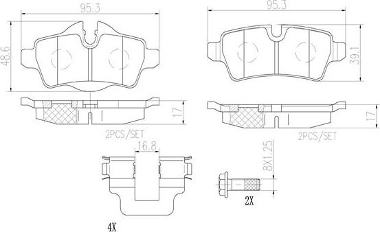 Brembo P06052N - Bremžu uzliku kompl., Disku bremzes autospares.lv