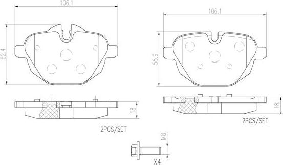 Brembo P06064N - Bremžu uzliku kompl., Disku bremzes www.autospares.lv