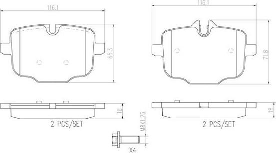 Brembo P06061N - Bremžu uzliku kompl., Disku bremzes autospares.lv