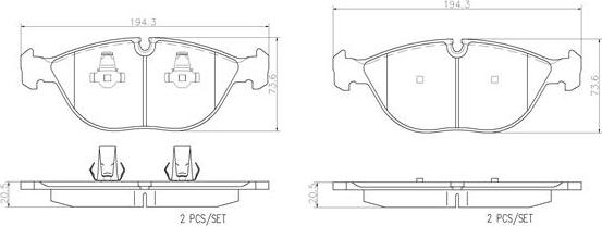 Brembo P06019N - Bremžu uzliku kompl., Disku bremzes www.autospares.lv