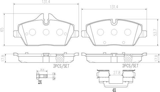 Brembo P06034N - Bremžu uzliku kompl., Disku bremzes autospares.lv