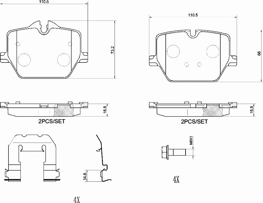 Brembo P06116N - Bremžu uzliku kompl., Disku bremzes www.autospares.lv