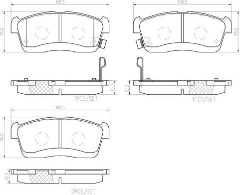 Brembo P16018N - Тормозные колодки, дисковые, комплект www.autospares.lv