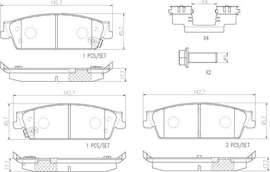 Brembo P10045N - Bremžu uzliku kompl., Disku bremzes www.autospares.lv