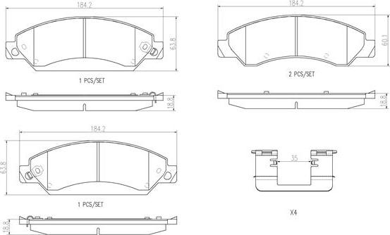 Brembo P10034N - Bremžu uzliku kompl., Disku bremzes www.autospares.lv