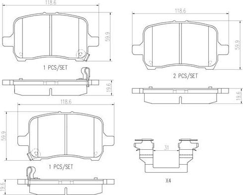 Brembo P10030N - Bremžu uzliku kompl., Disku bremzes www.autospares.lv