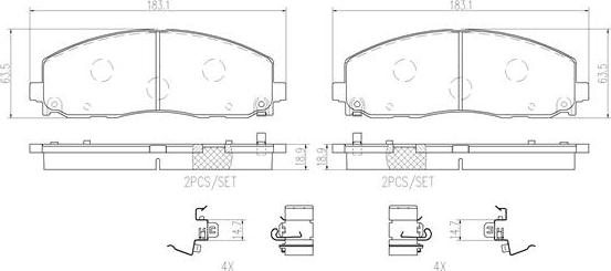 Brembo P11035N - Bremžu uzliku kompl., Disku bremzes www.autospares.lv