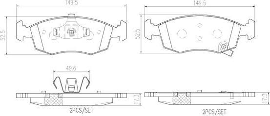 Brembo P11031N - Bremžu uzliku kompl., Disku bremzes www.autospares.lv