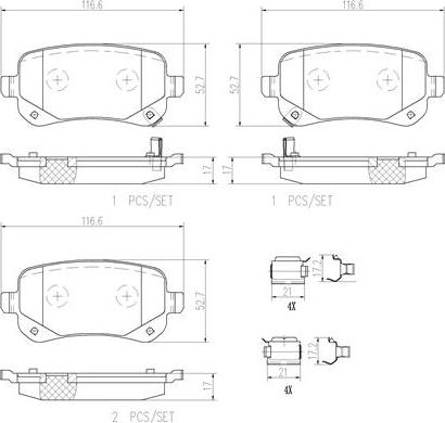 Brembo P11021N - Bremžu uzliku kompl., Disku bremzes www.autospares.lv