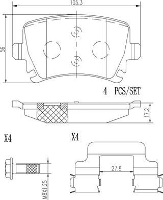 Brembo P85095N - Bremžu uzliku kompl., Disku bremzes www.autospares.lv