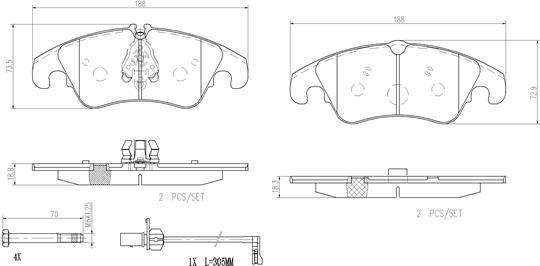 Brembo P85098N - Тормозные колодки, дисковые, комплект www.autospares.lv