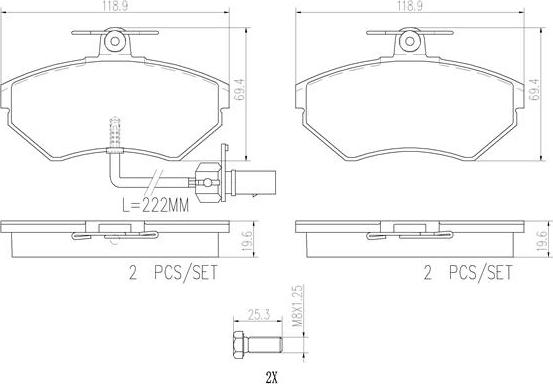 Brembo P85044N - Bremžu uzliku kompl., Disku bremzes www.autospares.lv