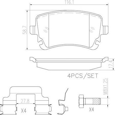 Brembo P85076N - Bremžu uzliku kompl., Disku bremzes autospares.lv