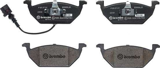 Brembo P 85 072X - Brake Pad Set, disc brake www.autospares.lv