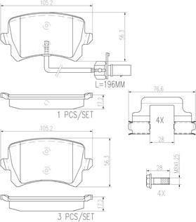 Brembo P85142N - Bremžu uzliku kompl., Disku bremzes autospares.lv