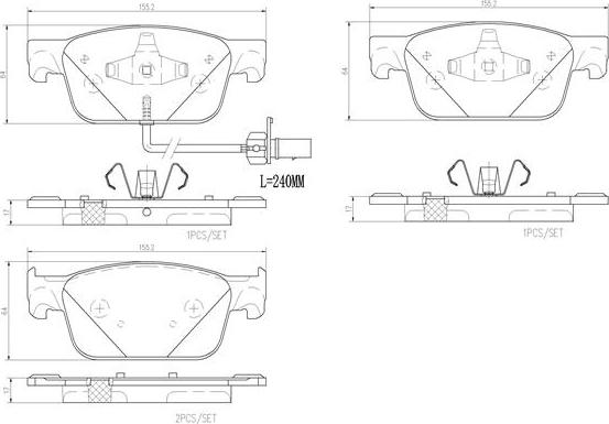 Brembo P85153N - Bremžu uzliku kompl., Disku bremzes www.autospares.lv