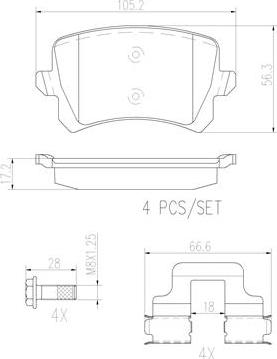 Brembo P85109N - Тормозные колодки, дисковые, комплект www.autospares.lv