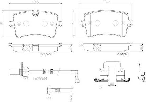 Brembo P85118N - Bremžu uzliku kompl., Disku bremzes autospares.lv