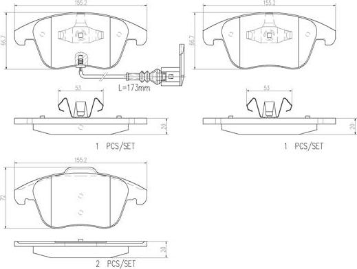 Brembo P85112N - Brake Pad Set, disc brake www.autospares.lv