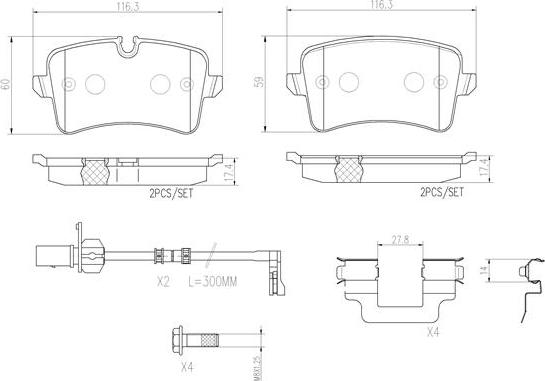 Brembo P85117N - Bremžu uzliku kompl., Disku bremzes autospares.lv