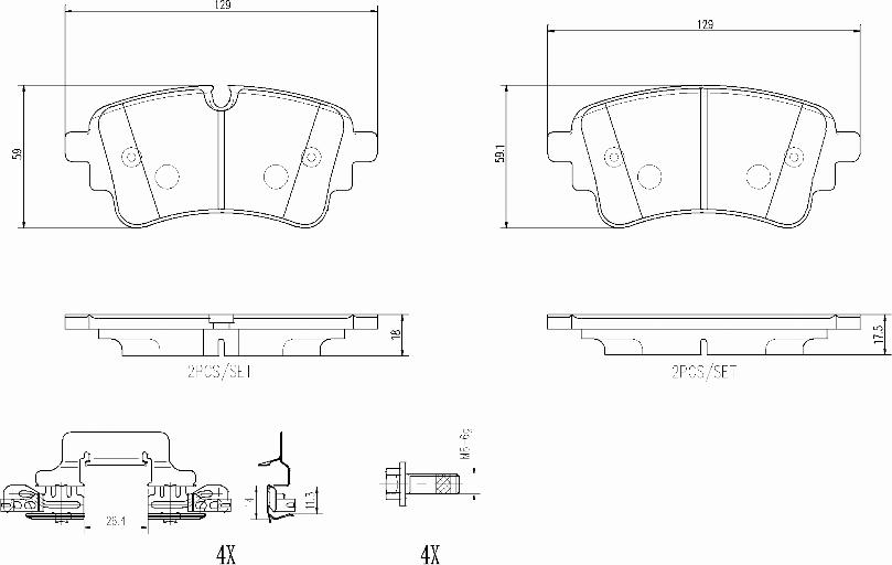 Brembo P85185N - Bremžu uzliku kompl., Disku bremzes autospares.lv