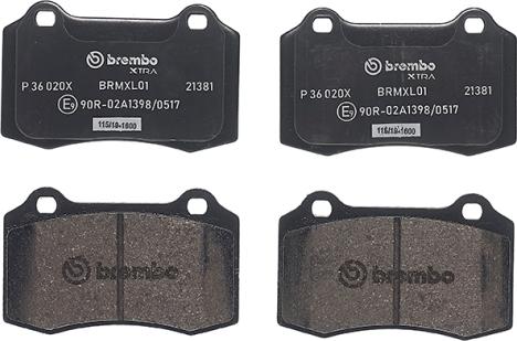 Brembo P 36 020X - Bremžu uzliku kompl., Disku bremzes www.autospares.lv