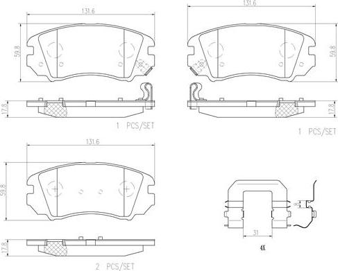 Brembo P30043N - Тормозные колодки, дисковые, комплект www.autospares.lv