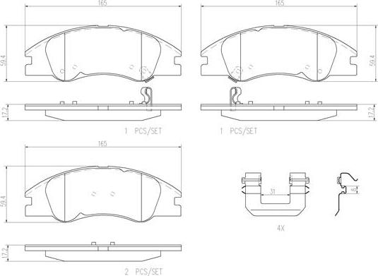 Brembo P30042N - Bremžu uzliku kompl., Disku bremzes autospares.lv