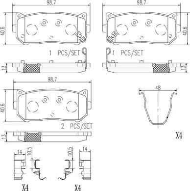 Brembo P30008N - Brake Pad Set, disc brake www.autospares.lv